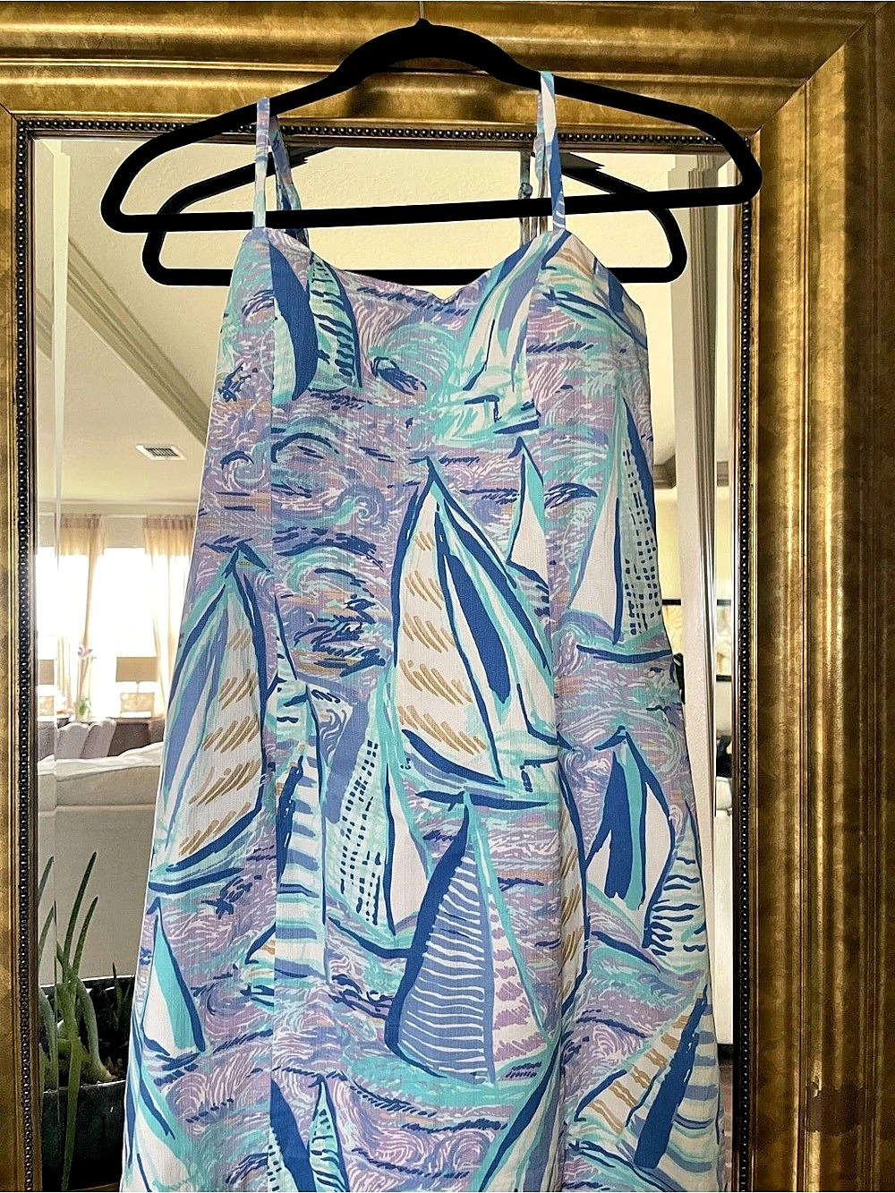 Lilly Pulitzer Shelli Stretch Abot Time Spaghetti Shift Dress Mini Dress Blue &